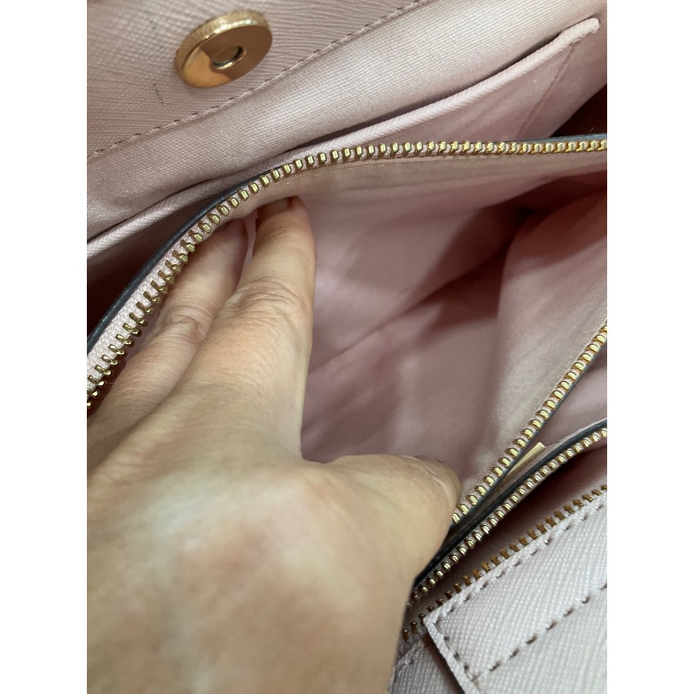 TORY BURCH ROBINSON ORANGE AND PINK COLOR BLOCK TOTE - Picture 7 of 12